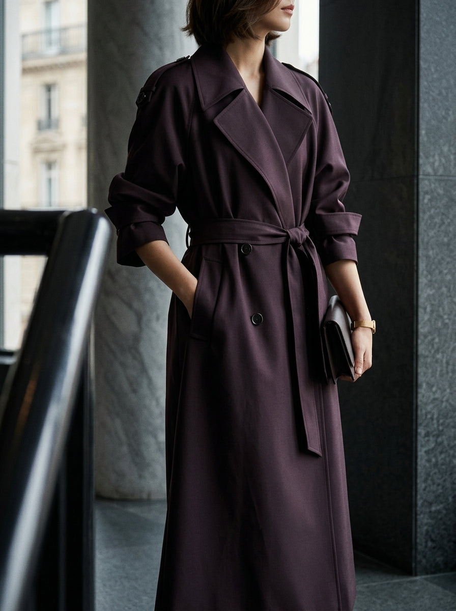 Sophia Double Breasted Long Trench Coat