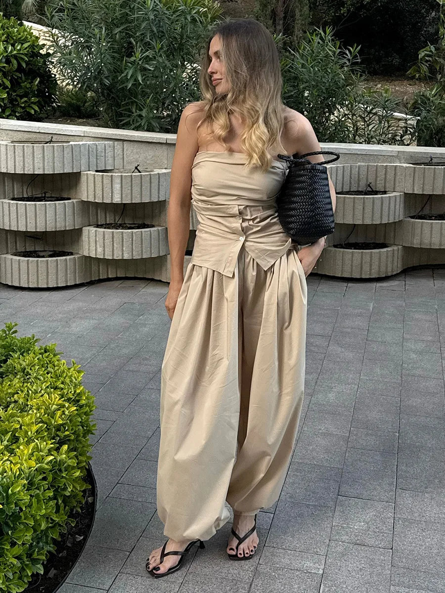 Cotton Wide Leg Pants