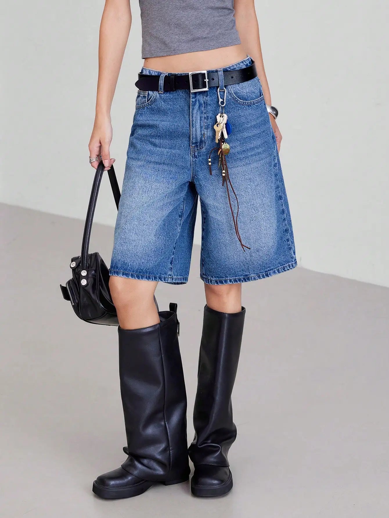 High-Waist 5-Piece Denim Shorts