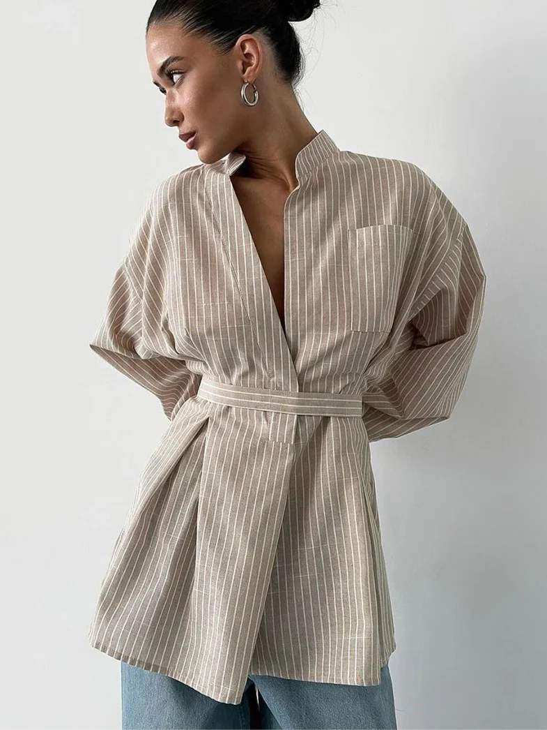 Loose Brown Stripe Shirt