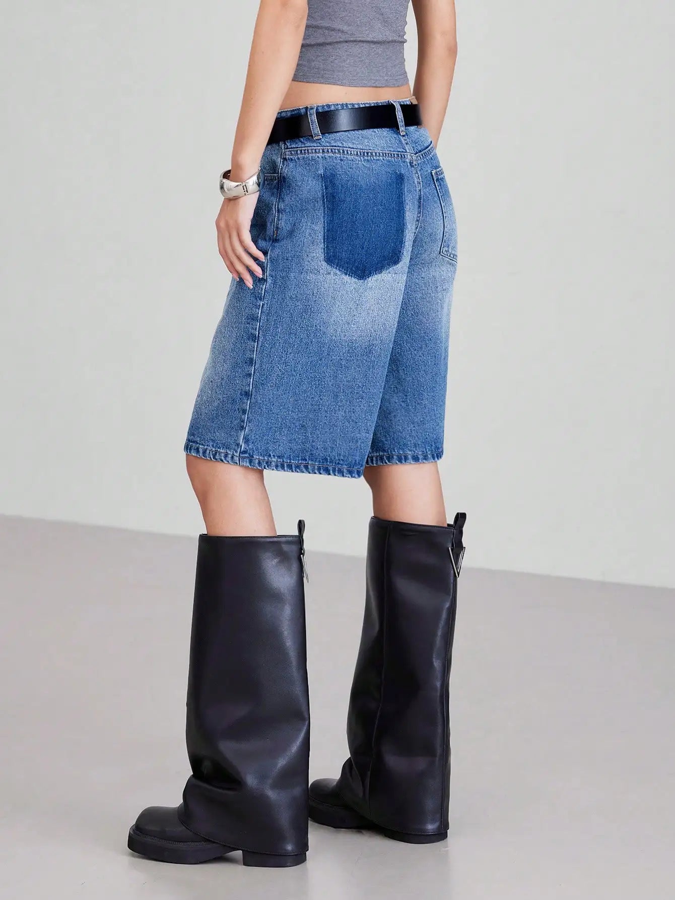 High-Waist 5-Piece Denim Shorts