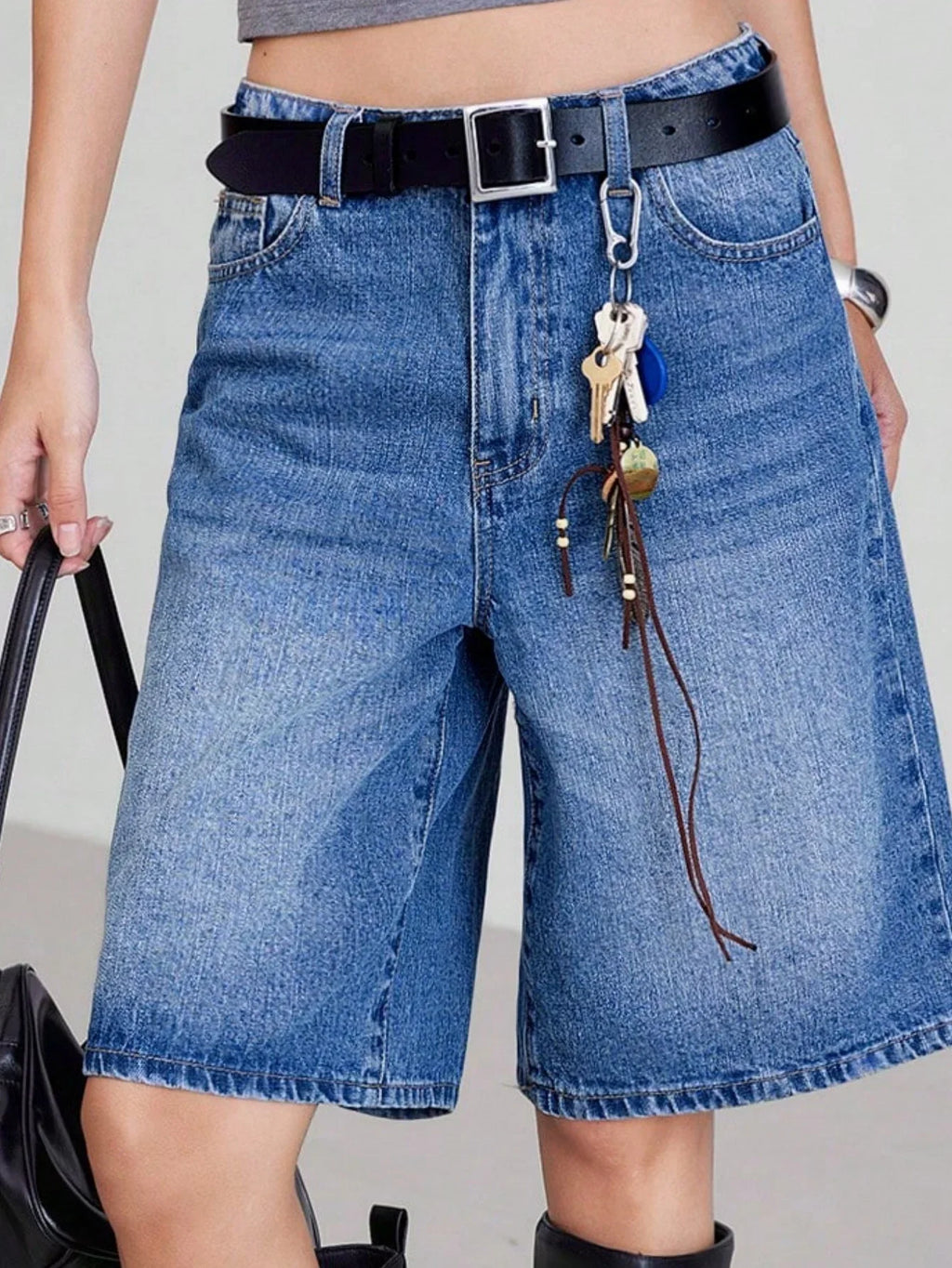 High-Waist 5-Piece Denim Shorts