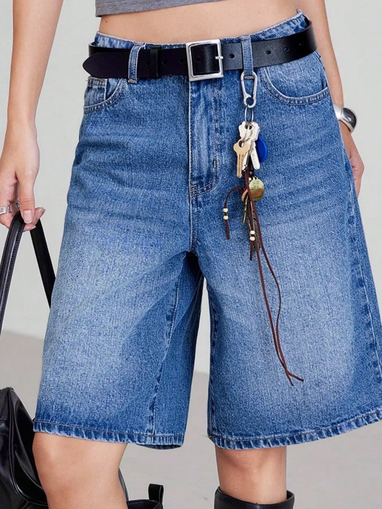 High-Waist 5-Piece Denim Shorts