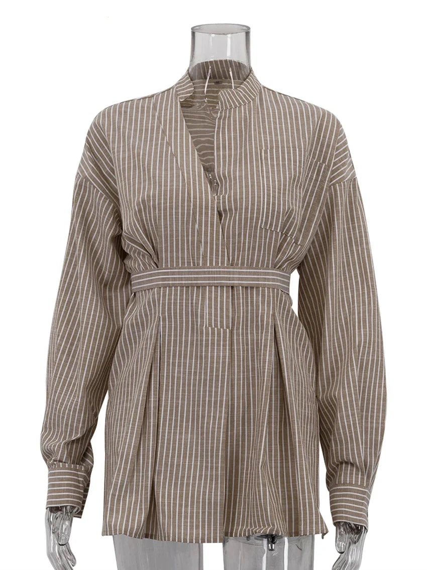 Loose Brown Stripe Shirt